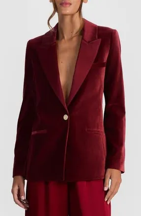 Alice & Olivia Silas Velvet Blazer in Oxblood at Nordstrom Rack, Size 0