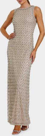 Mac Duggal Evening Sequined Mesh Column Gown