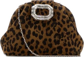 Amina Muaddi Camelia Micro Clutch - Dames - Clutches - Bruin - ONE Size - Su&egrave;de - Tassen