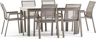 Siediti Fuori e Dentro Set mesa extensible de aluminio y 6 sillas en textilene t&oacute;rtola