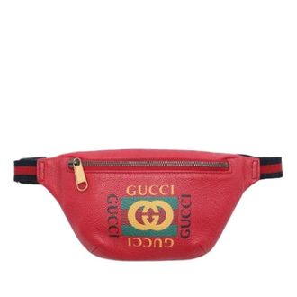 Gucci Pre-owned Printed Leather Belt Bag - Dames - Pre-owned - Rood - Maat: ONE Size Leer