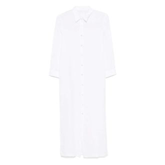 120% Lino 120% Lino, Shirt Dresses, female, White, Size: 2XS White Linen Shirt Dress with Buttons