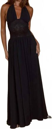 Runaway The Label Fernanda Plunge Halter Maxi Dress In Black