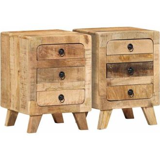 vidaXL Mesilla De Noche 2 Uds 37x32x50 Cm Madera Mango Rugosa Vidaxl