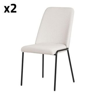 ML Design Set de 2 Sillas de comedor beige de poli&eacute;ster tapizado patas de metal