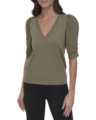 DKNY Dkny V-Neck Twist Sleeve Sweater