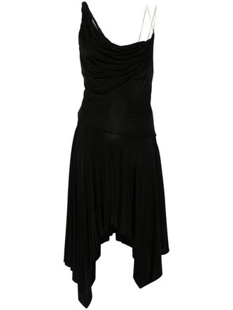 Pinko Asymmetrische midi-jurk met col - Zwart