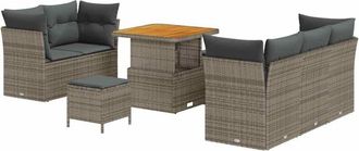 vidaXL Conjunto De Sof&aacute; De Jard&iacute;n 8 Pcs Gris Rat&aacute;n Sint&eacute;tico Vidaxl