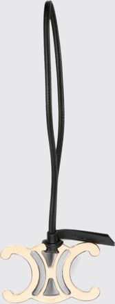 Celine Portachiavi con monogramma Triomphe in pelle liscia e ottone cromato