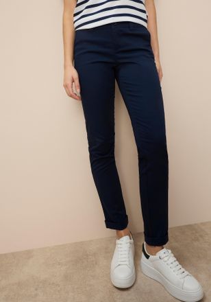 AJC Chinohose AJC, Damen, Gr. 32, N-Gr, blau (marine), Web, Obermaterial: 97% Baumwolle, 3% Elasthan, gepflegt, unifarben, bequem lang, Hosen Chinohose, i