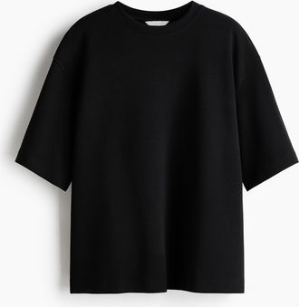 H&M T-Shirt aus Interlockjersey - Schwarz