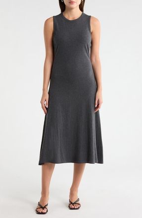 Melrose and Market Sleeveless Cotton Jersey Midi Dress in Grey Dark Charcoal Heather at Nordstrom Rack, Size X-Small
