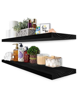 Sorbus Set of 2 35in Solid Wood Floating Shelves