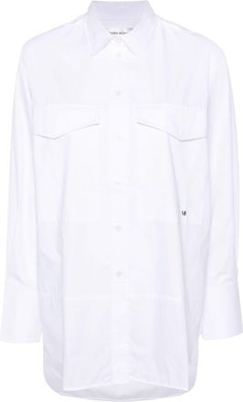 Victoria Beckham logo-embroidered cotton shirt - women - Organic Cotton - 8 - White