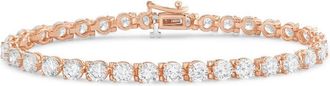 Diana M. Jewels 14kt rose gold 17cts round lab grown diamond 3-prong tennis bracelet