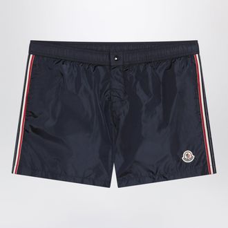 Moncler Navy blue swim shorts with logo patch