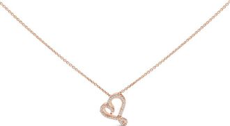 House of Brilliance 14k Rose Gold Plated Silver 1/10 Cttw Diamond Open Heart Pendant Necklace
