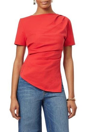 Scotch & Soda Gathered Asymmetric Tee in Poinsettia at Nordstrom Rack, Size X-Small