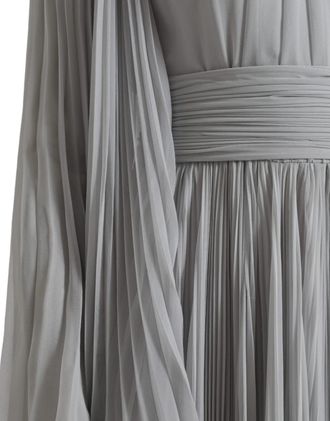 Dolce & Gabbana Light Grey Polyester Pleated Long Maxi Womens Dress (Pre-Owned)