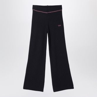 Off-white Black Ribbed Trousers With Logo