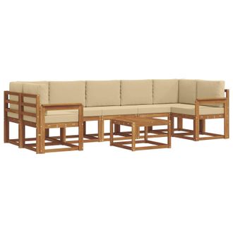 vidaXL Conjunto De Sof&aacute;s De Exterior Con Coj&iacute;n 8 Pcs Natural Y Beige Vidaxl