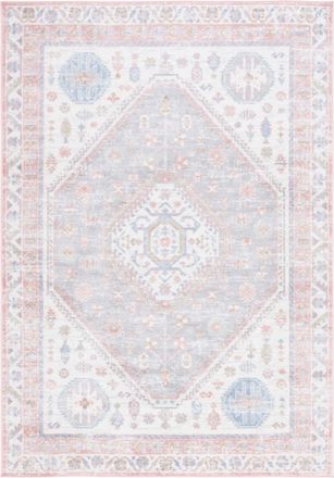 Safavieh Alfombra geom&eacute;trico de poli&eacute;ster blanco/azul, 122 x 183 cm