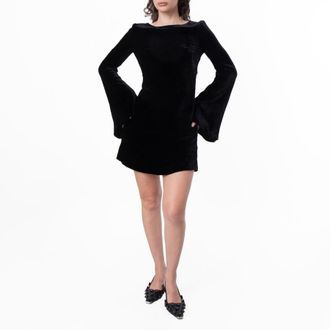 Bally Long-Sleeved Velvet Mini Dress, Brand Size 36 ( US Size 0 )