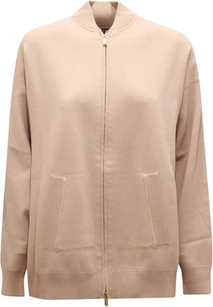 Max Mara Hoodies & sweatvesten, Dames, Beige, S, Oversized Viscose Blend Sweater Teorema