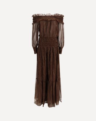Self Portrait Georgette off shoulder maxi Dress Female 6