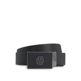 BOSS Reversible belt in Italian leather with interchangeable buckles