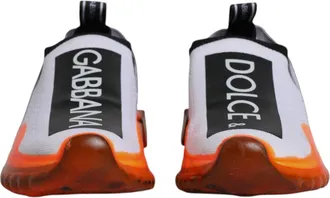 Dolce & Gabbana White Orange Slip On Sorrento Sneakers Womens Shoes (Pre-Owned)