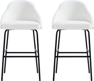 Manhattan Comfort Set Of 2 Gracie Modern Leatherette Barstools With Steel Legs