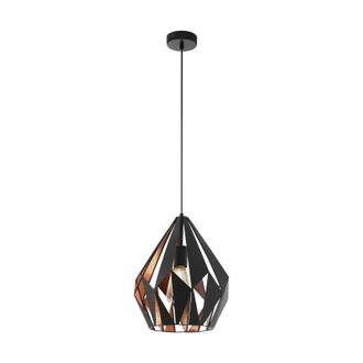 Loops Hanging Ceiling Pendant Light Black & Copper Geometric 1x 60W E27 Feature Lamp