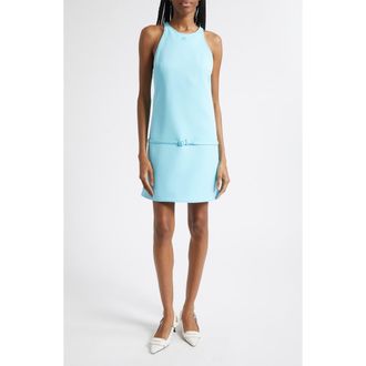 Courr&egrave;ges Belted Twill A-Line Minidress in Aqua at Nordstrom, Size 36