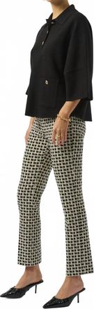 Joseph Ribkoff Checkered Jacquard Slim Ankle Pants In Black/off-White