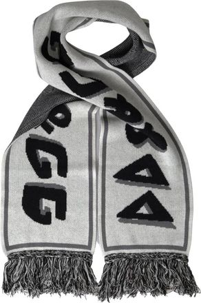 Dolce & Gabbana Gebreide Cashmere Fringe Wrap Sjaal - Heren - Wintersjaals - Grijs - ONE Size - Kasjmier - Accessoires