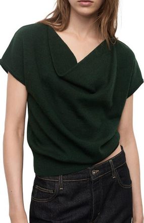Mango Drape Crop Sweater in Dark Green at Nordstrom, Size X-Small