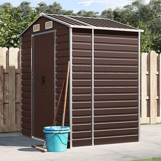 vidaXL Cobertizo De Jard&iacute;n Acero Galvanizado Marr&oacute;n 191x130x198 Cm Vidaxl