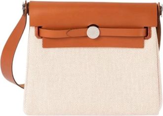 Herm&egrave;s Pre-owned Herbag ZIP 20 Schoudertas - Dames - Vintage Schoudertas - Beige - ONE Size - Leer - Vintage