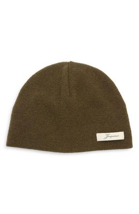 Jacquemus Le Bonnet Chevron Virgin Wool & Cashmere Beanie in Khaki at Nordstrom