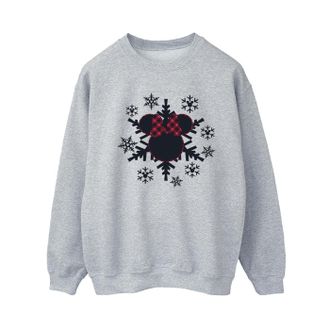 Disney Dames/Dames Minnie Mouse Gingham Sneeuwvlokken Sweatshirt (Sportgrijs)
