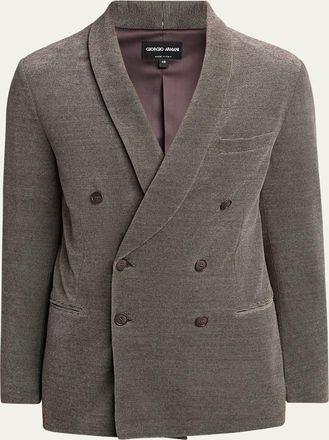 Giorgio Armani Mens Stripe Chenille Double-Breasted Shawl-Lapel Sport Coat