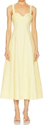 Clea Carla Embroidered Long Dress In Limoncello