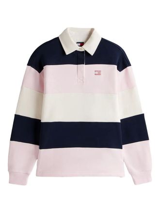 Tommy Jeans striped collared polo shirt - Pink