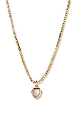 Brook & York Mackenzie Birthstone Heart Pendant Necklace in Gold/March at Nordstrom