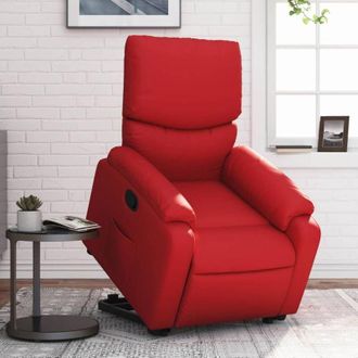 vidaXL Sill&oacute;n Reclinable Elevable Cuero Artificial Rojo Vidaxl