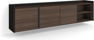 Skraut Home Mueble tv efecto madera roble oscuro y negro 207x35x50cm colgado
