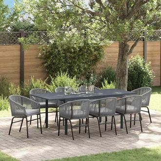 vidaXL Conjunto De Comedor De Jard&iacute;n 9 Pcs Gris Polirat&aacute;n Vidaxl