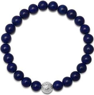 HMY Jewelry Mens Sterling Silver Lapis Lazuli Beaded Stretch Bracelet in Silver/Blue at Nordstrom Rack