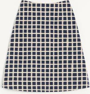 Valentino Gonna In Lana Motivo Check Finestrato Donna BLU 38